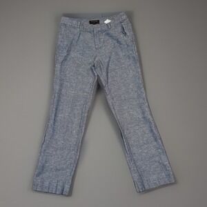 Banana Republic Martin Fit Blue Linen Cotton Straight Leg Pants Women Size 4